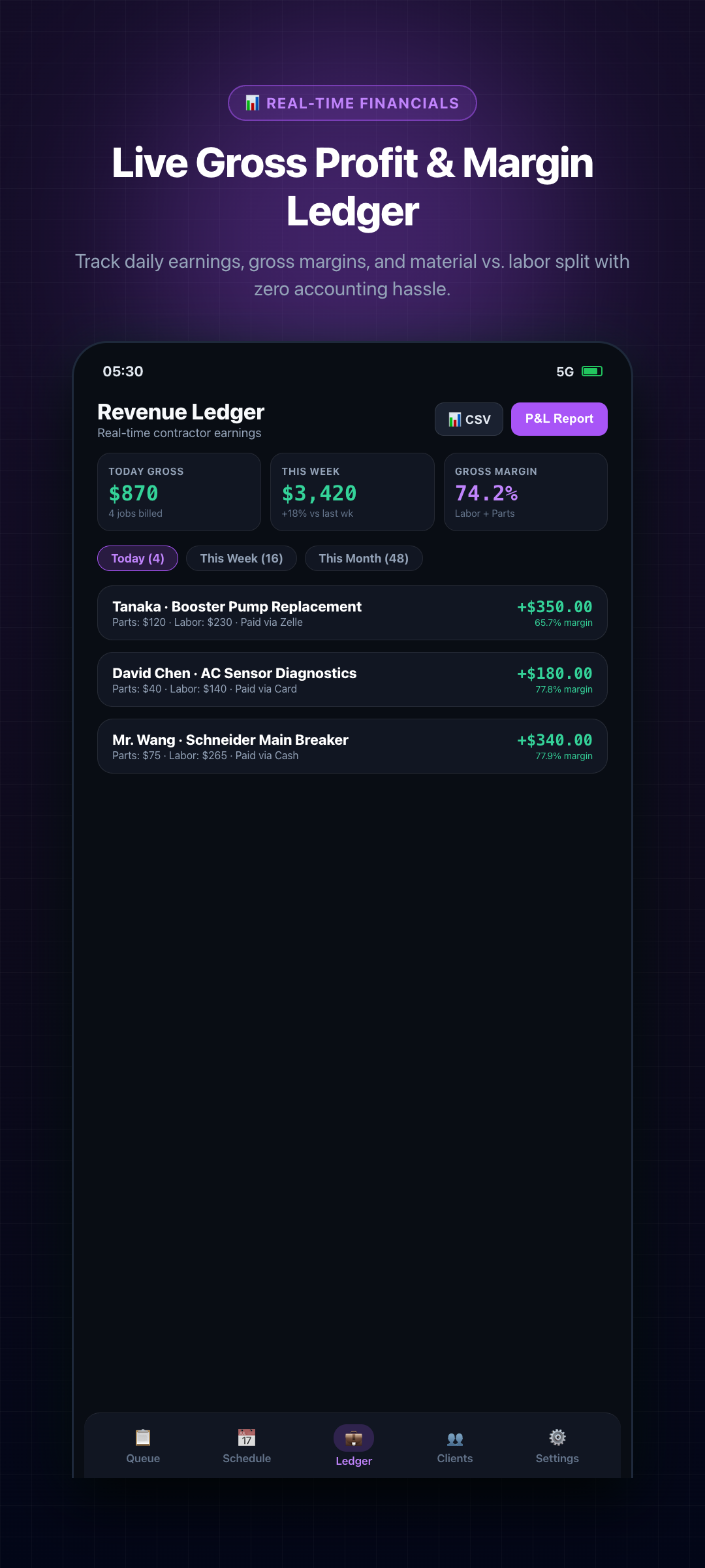 Revenue Ledger & Margin Analytics